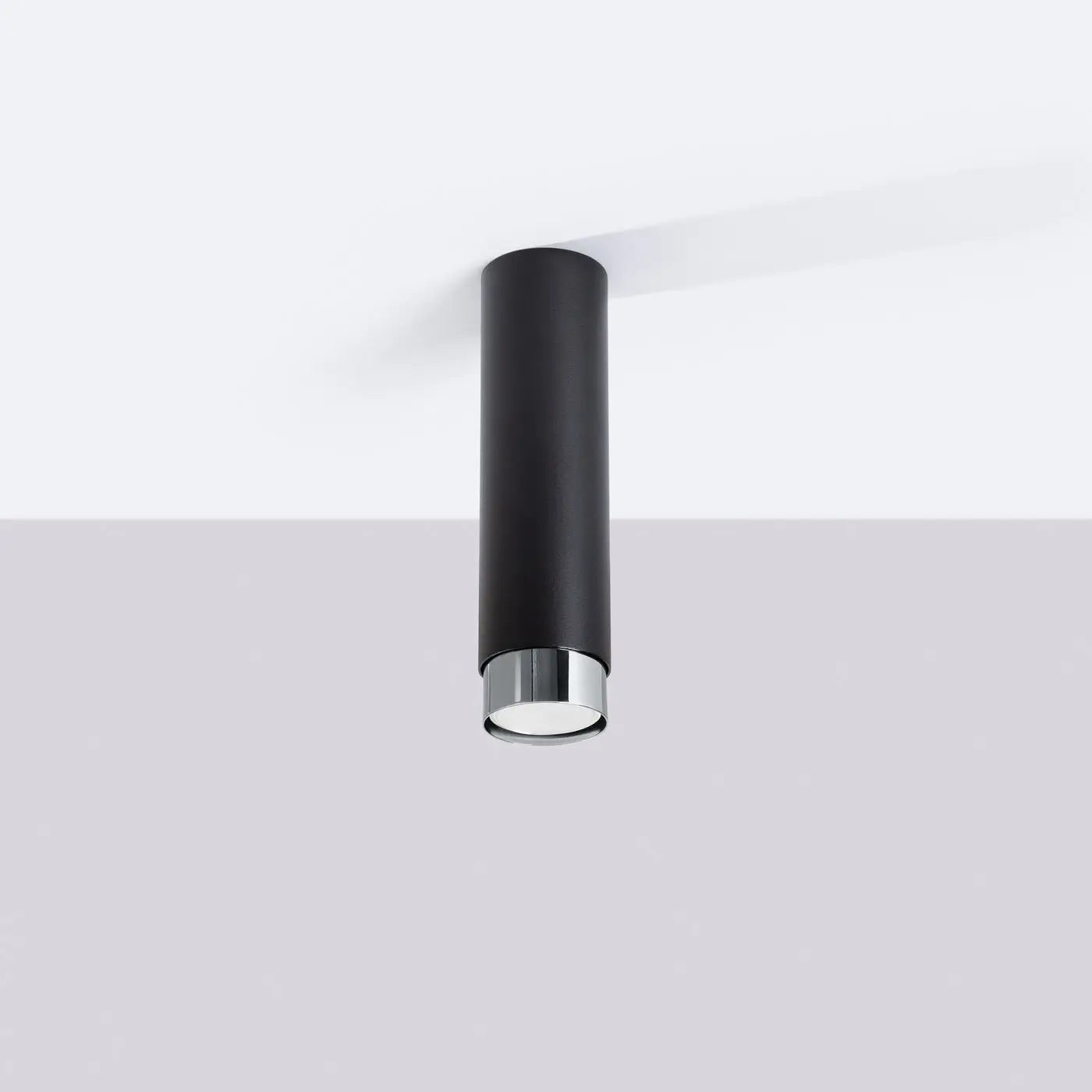 Plafonnier Cylindre Noir Chrome - Dalumea - vue 2