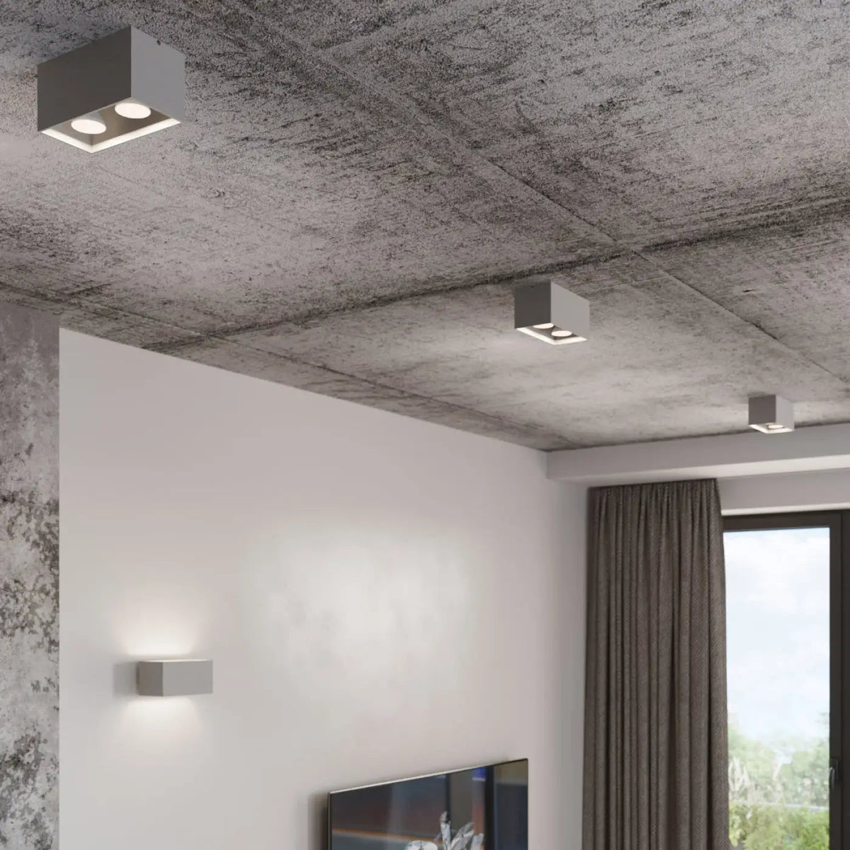 Plafonnier Double Spot Bloc Unique Gris - Dalumea - vue 6