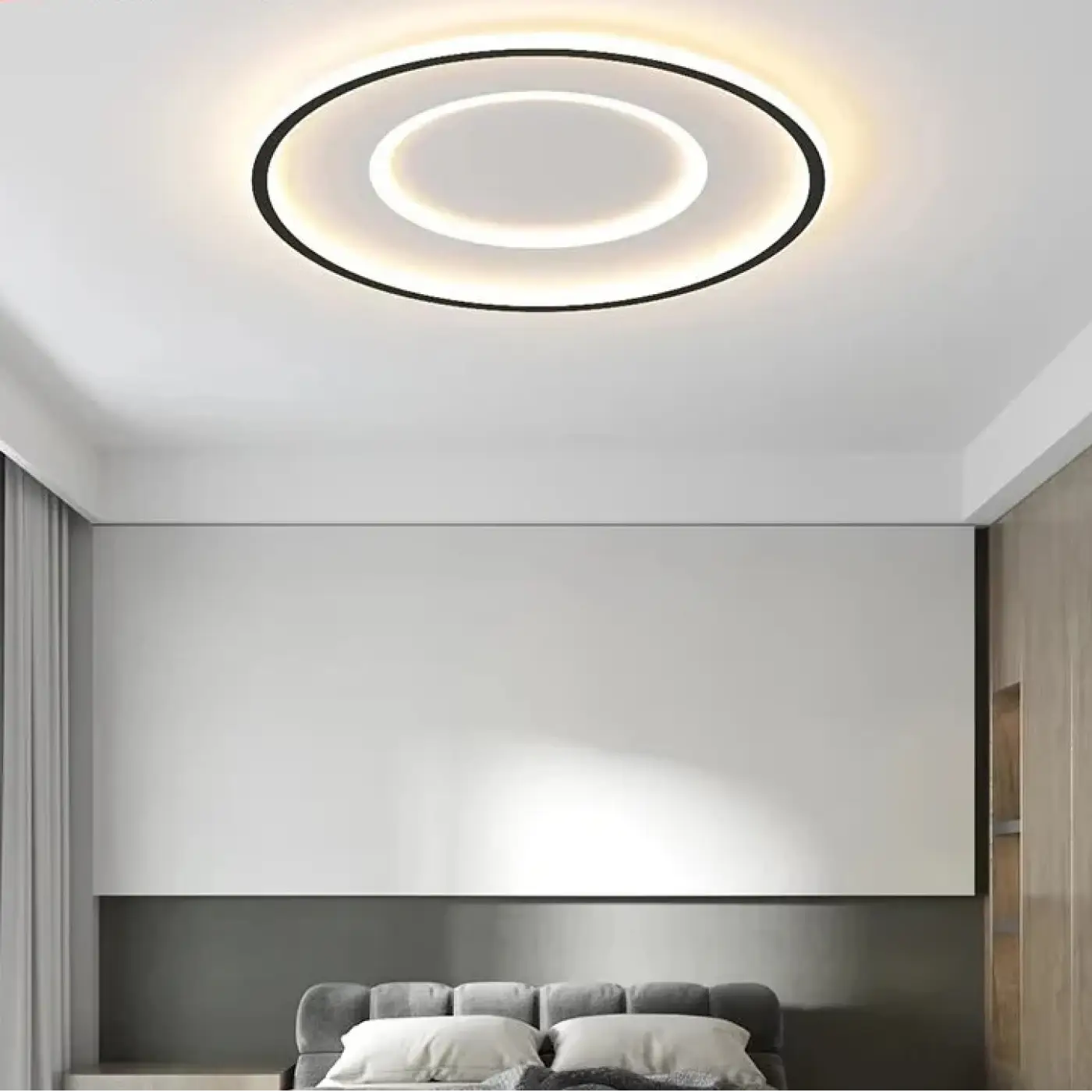 Plafonnier LED Rond Noir - Dalumea - vue 1