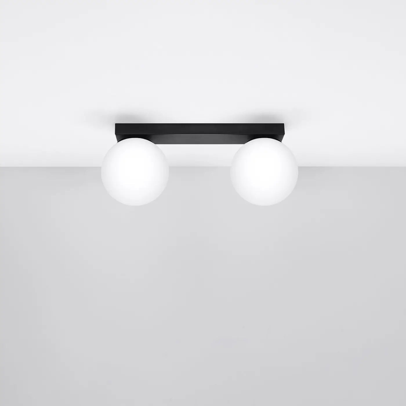Plafonnier 2 Globes Noir LED - Dalumea - vue 2