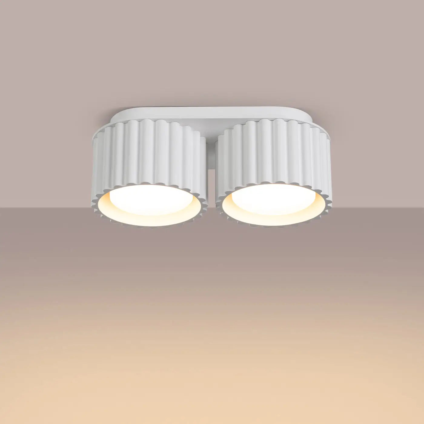 Plafonnier Double Spot Blanc Rainuré - Dalumea - vue 1