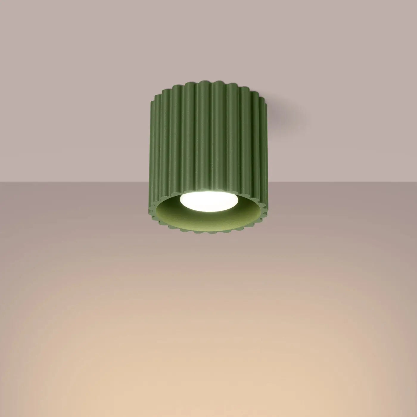 Plafonnier Cylindrique Compact Vert Olive - Dalumea - vue 1