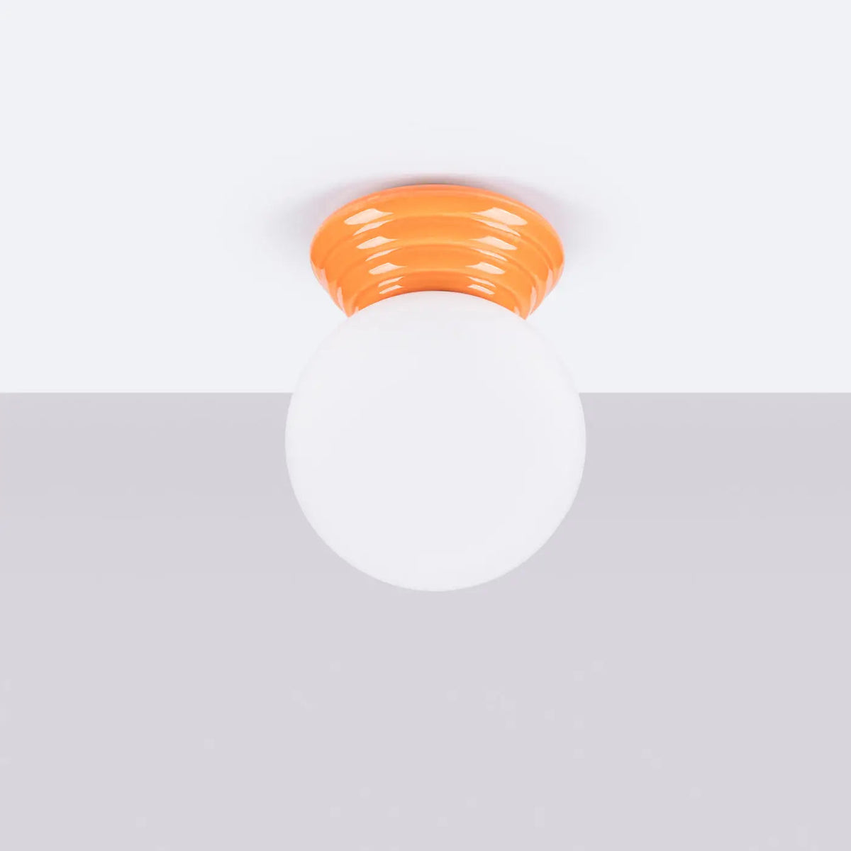 Plafonnier Boule Opaline Orange Céramique