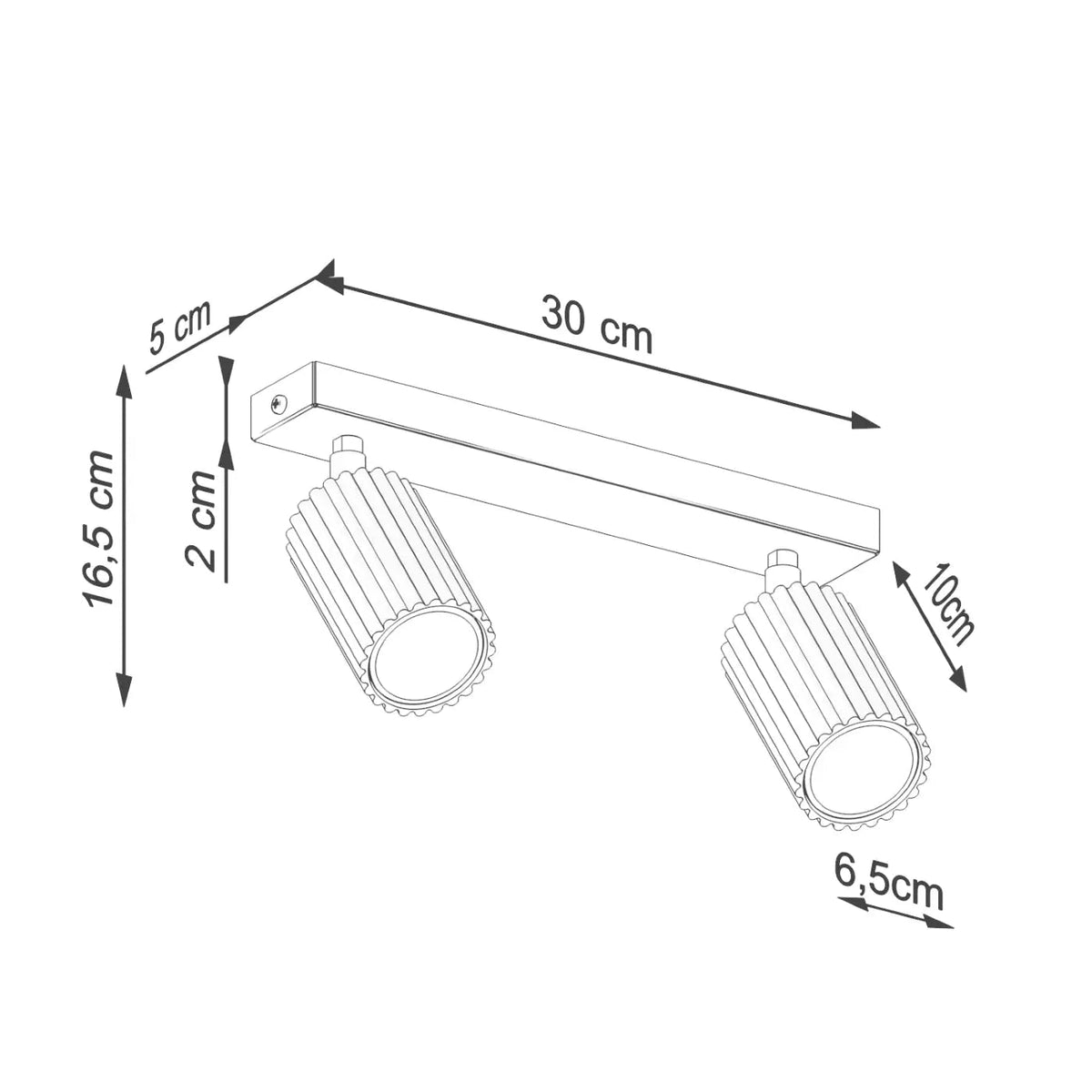 Plafonnier luminaire plafonnier beige a deux spots orientables canneles - beige - Dalumea - vue 12