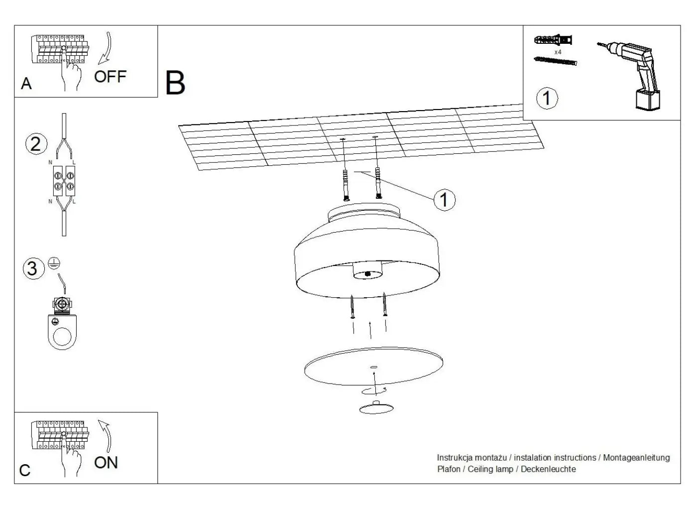Plafonnier luminaire plafonnier noir style contemporain - noir - Dalumea - vue 12