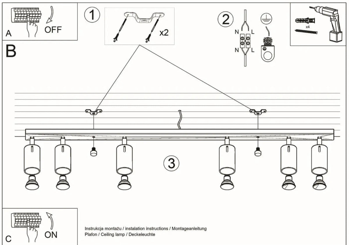 Plafonnier 6 Spots Orientables Linéaire - Dalumea - vue 7