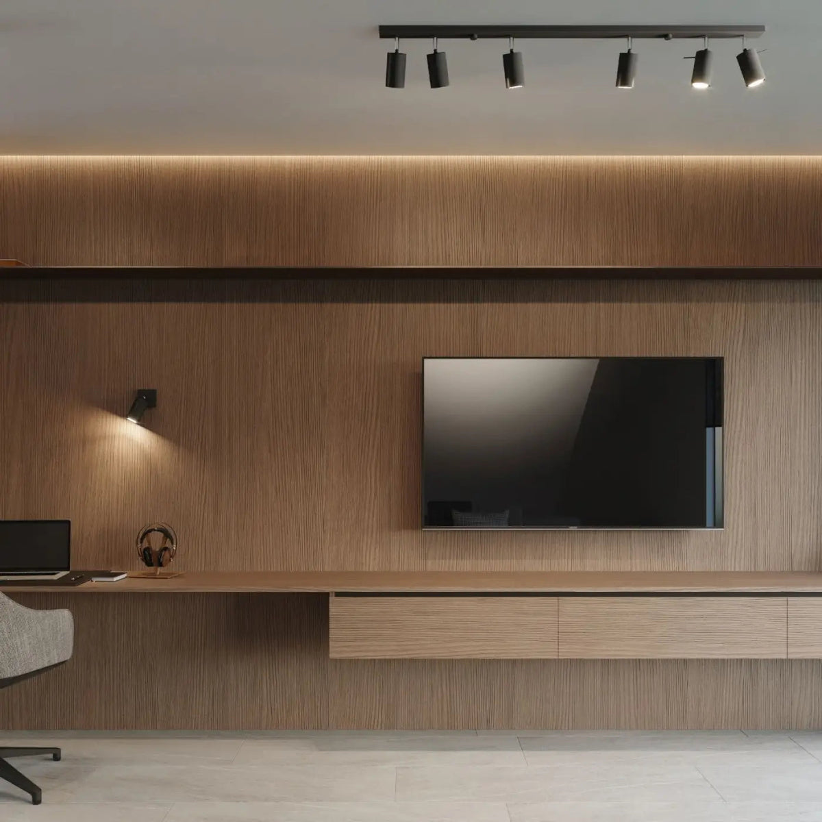 Plafonnier Rail 4 Spots Orientables Noir - Dalumea - vue 4