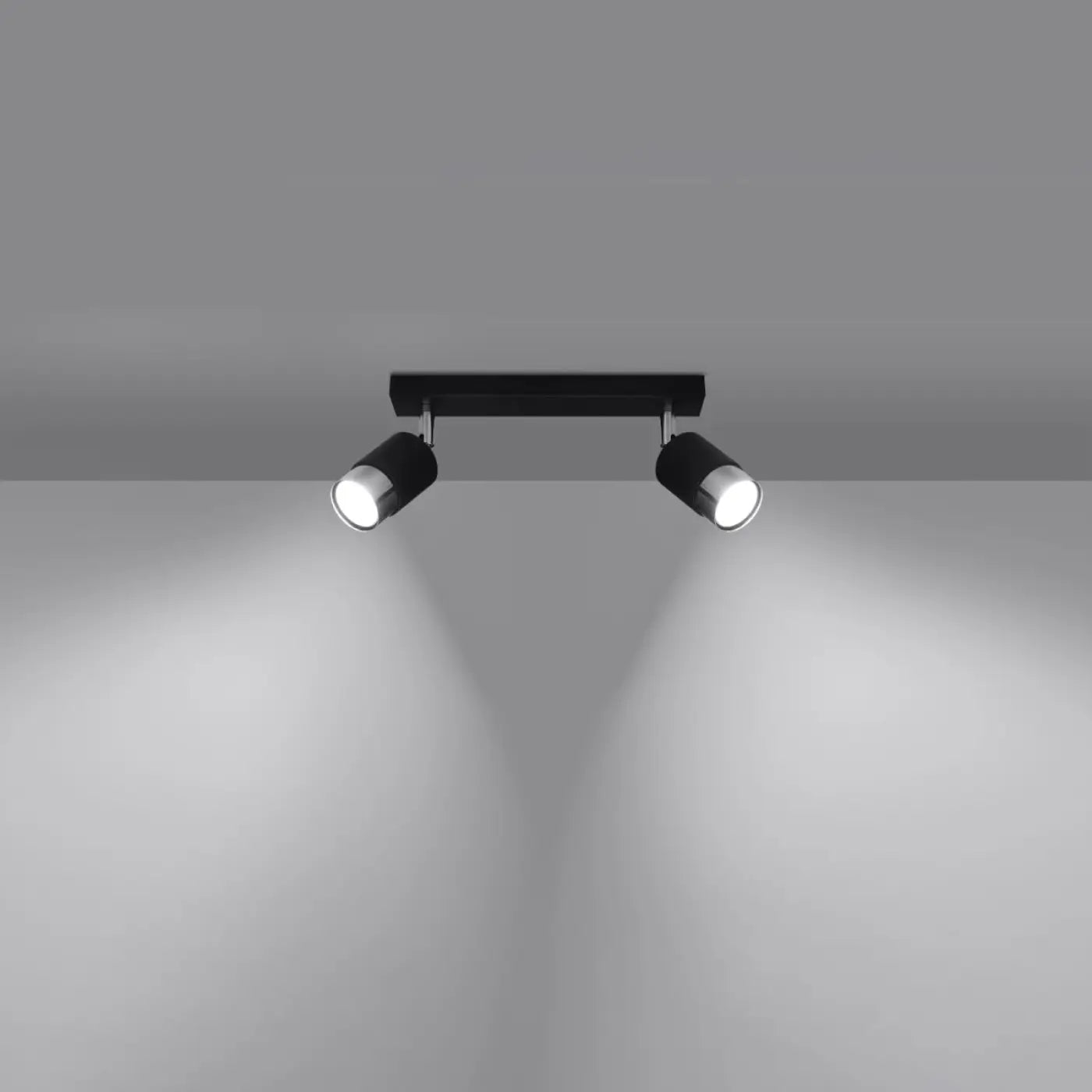 Plafonnier 2 Spots Orientables Noir Chrome - Dalumea - vue 1