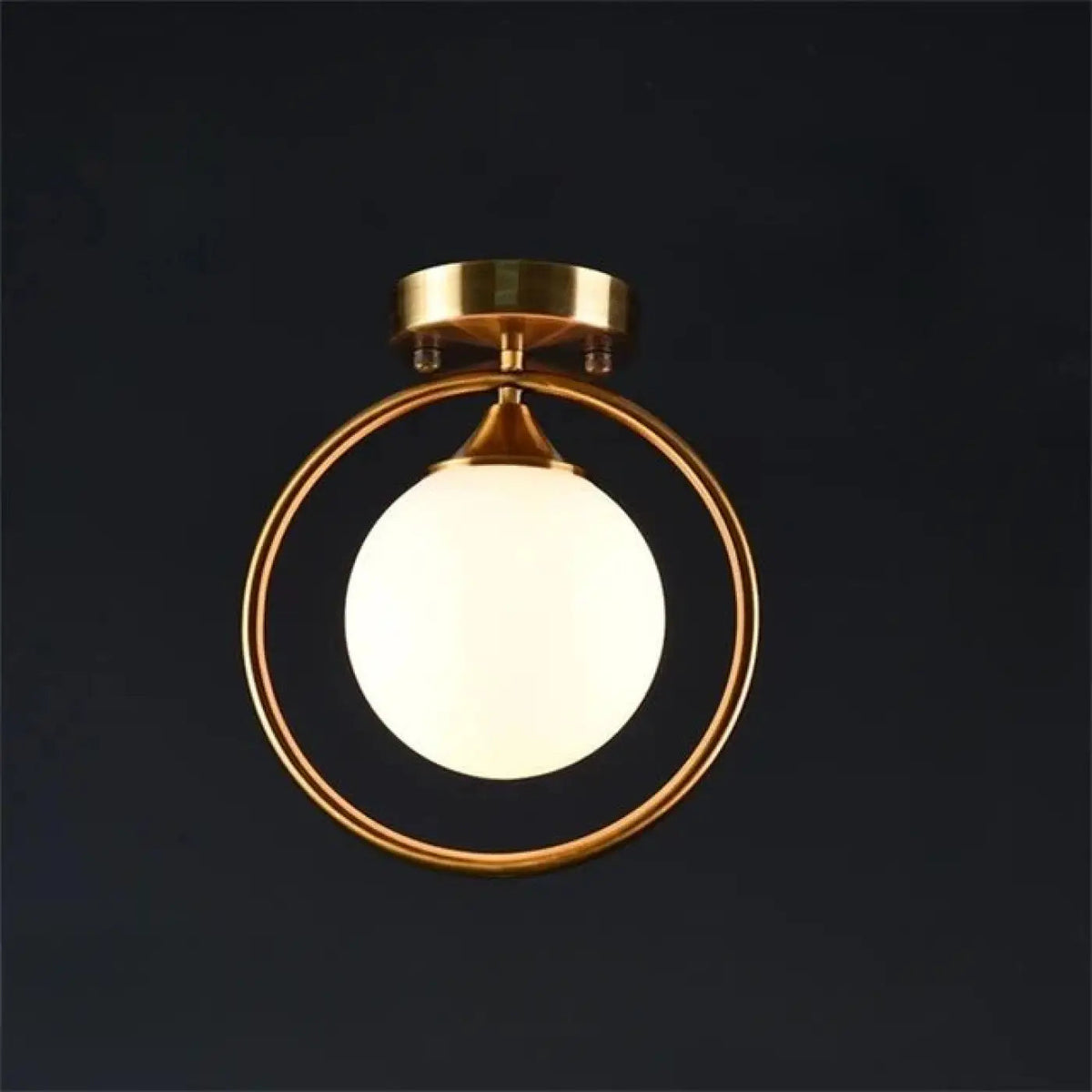 Plafonnier Boule Verre Anneau Doré - Dalumea - vue 5