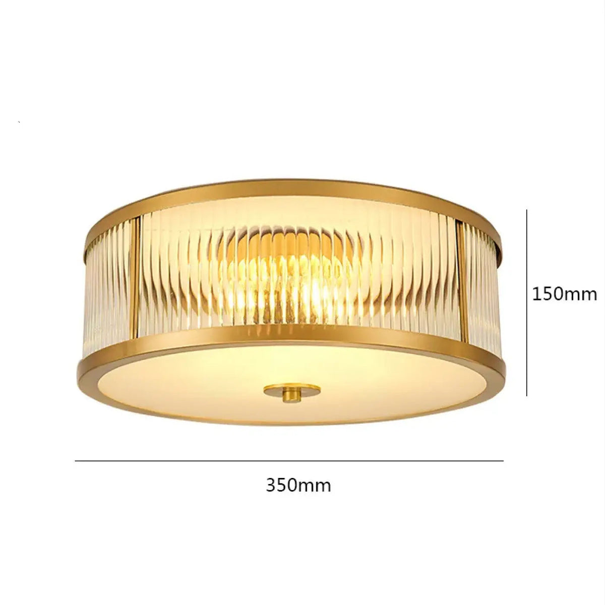 Plafonnier Verre Strié Doré Design - Dalumea - vue 6