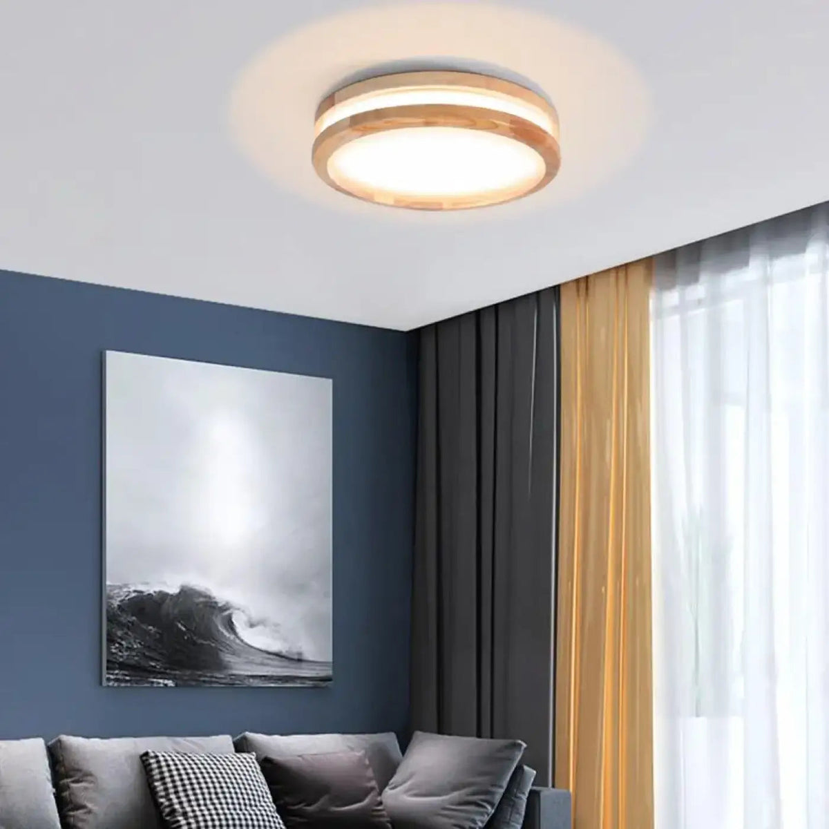 Plafonnier Rond Bois Clair LED - Dalumea - vue 3