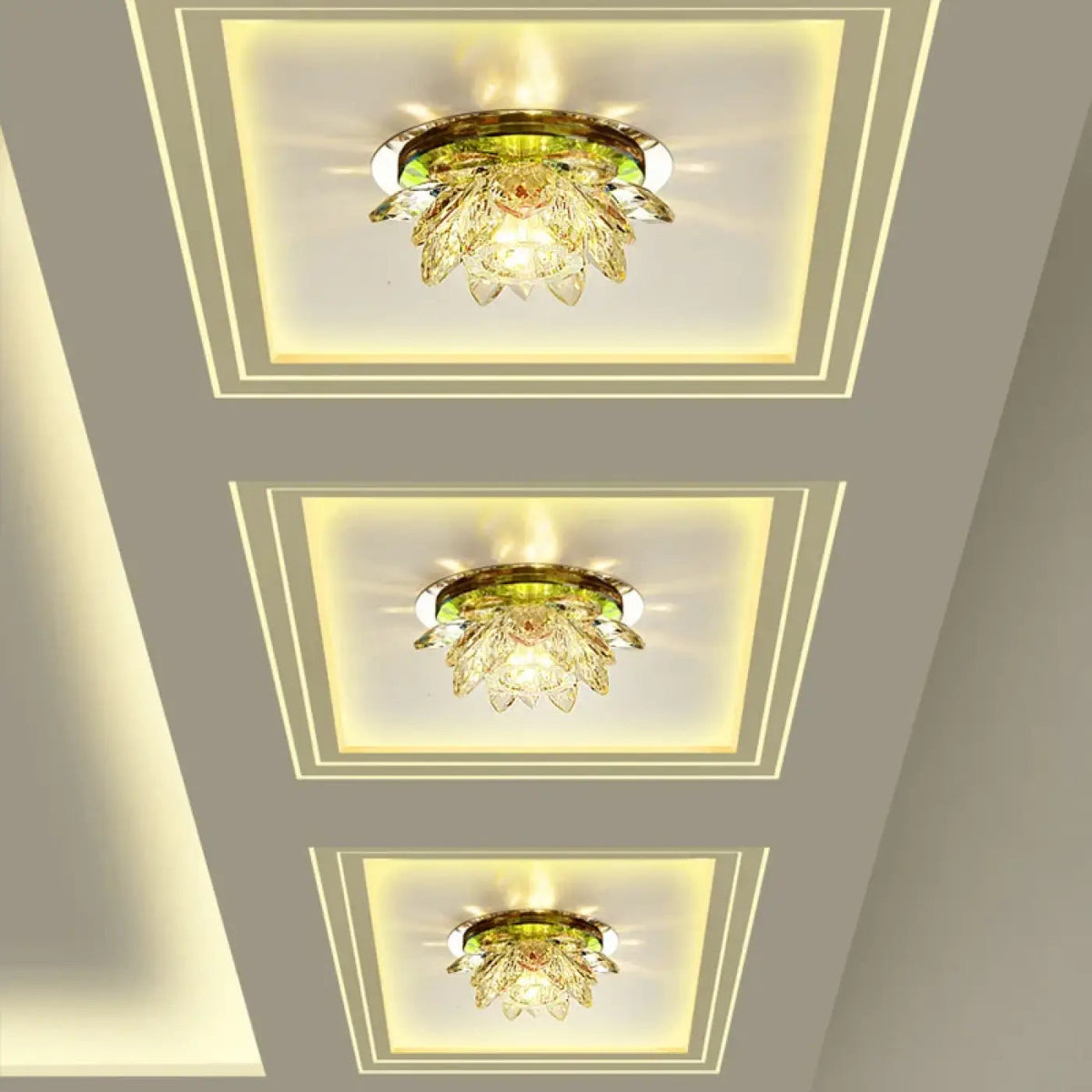 Plafonnier Rond Cristal Étincelant