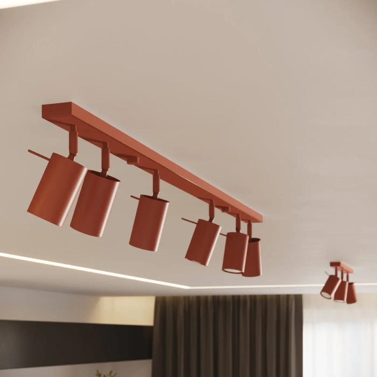Plafonnier luminaire plafonnier moderne deux spots cylindriques rouge ocre - Dalumea - vue 11
