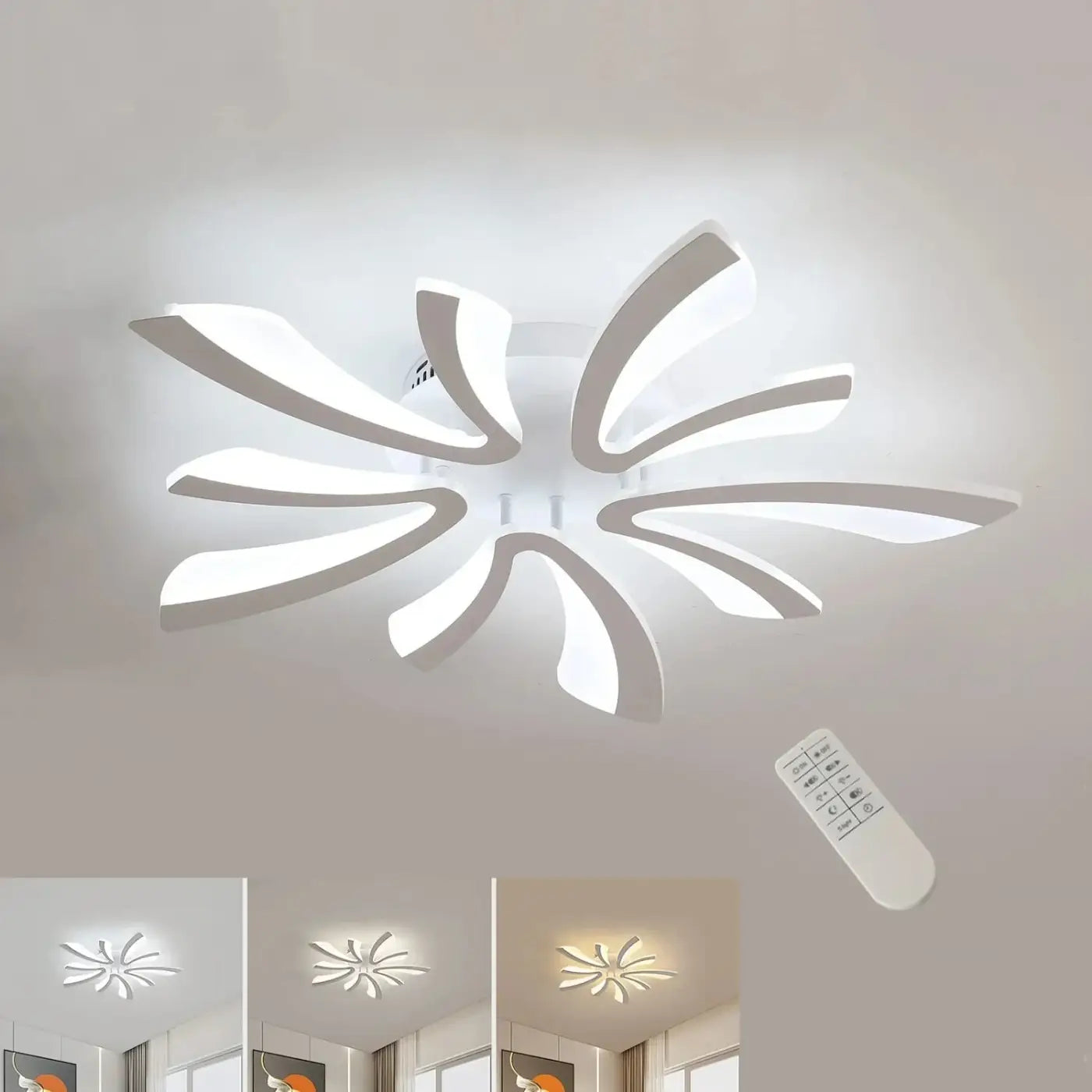 Plafonnier LED Floral Blanc - Dalumea - vue 1