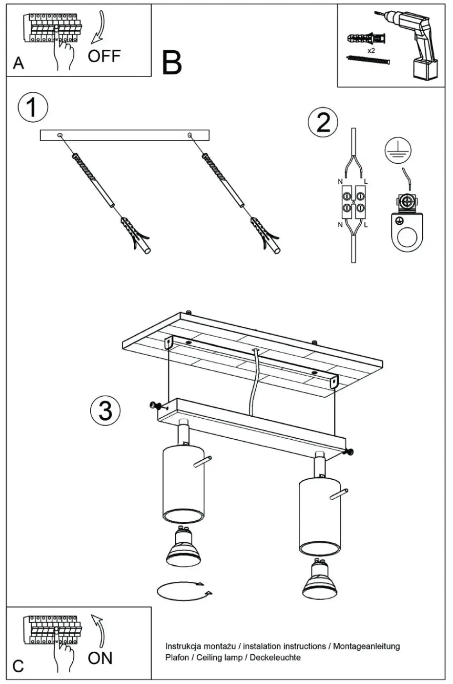 Plafonnier luminaire plafonnier design vert olive deux spots cylindriques - Dalumea - vue 13