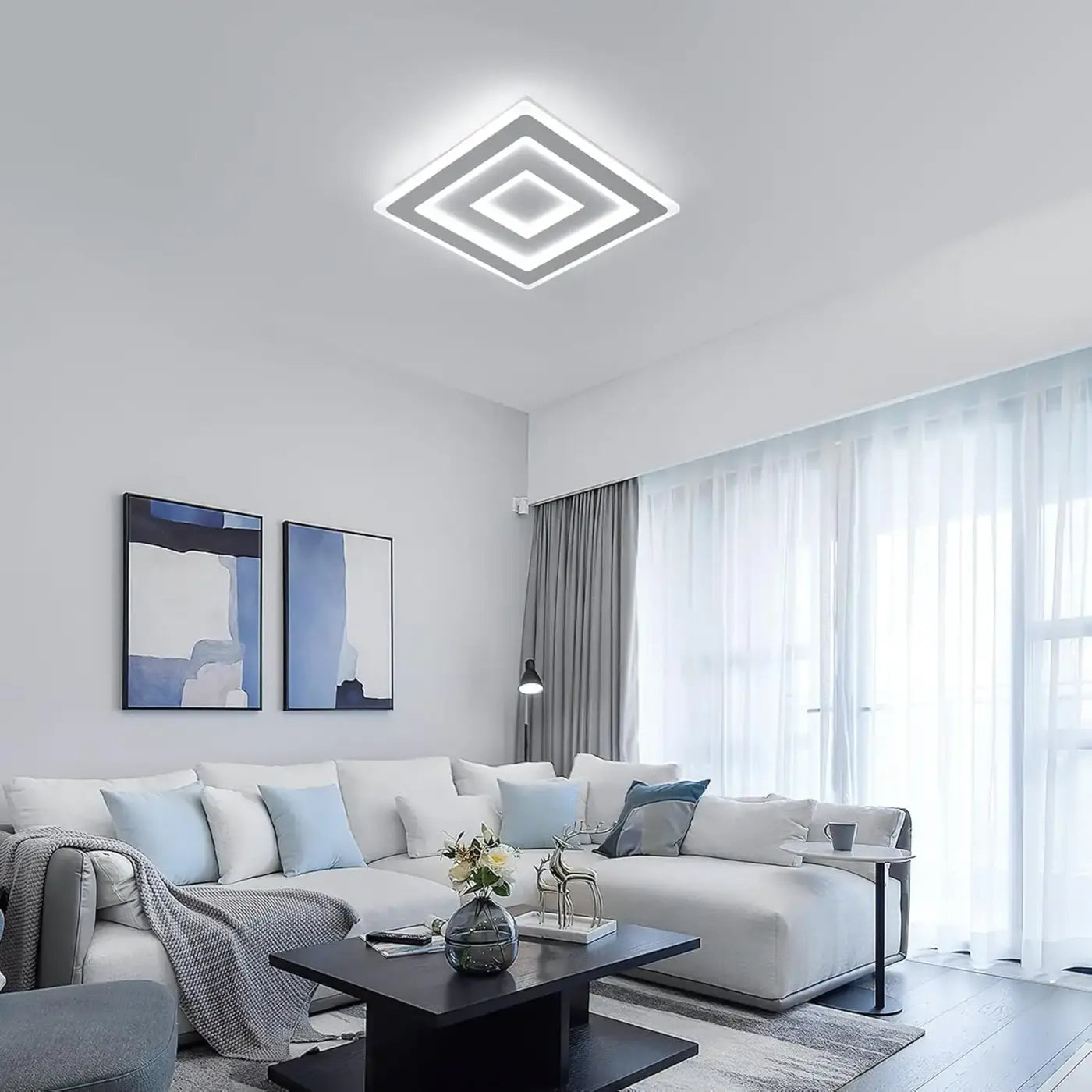 Plafonnier LED Losanges Blanc - Dalumea - vue 1