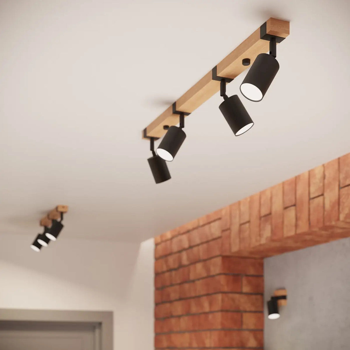 Plafonnier 3 Spots Orientables Noir Bois - Dalumea - vue 10
