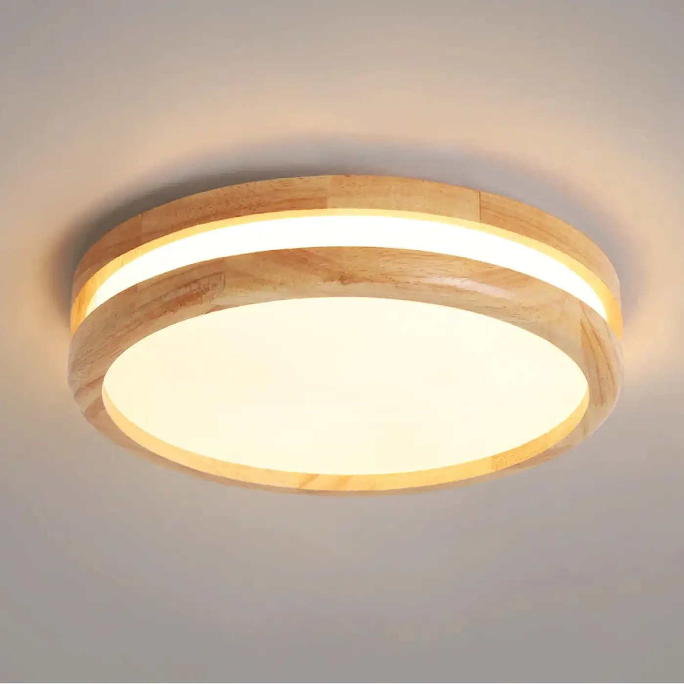 Plafonnier Rond Minimaliste Effet Bois - Dalumea - vue 3
