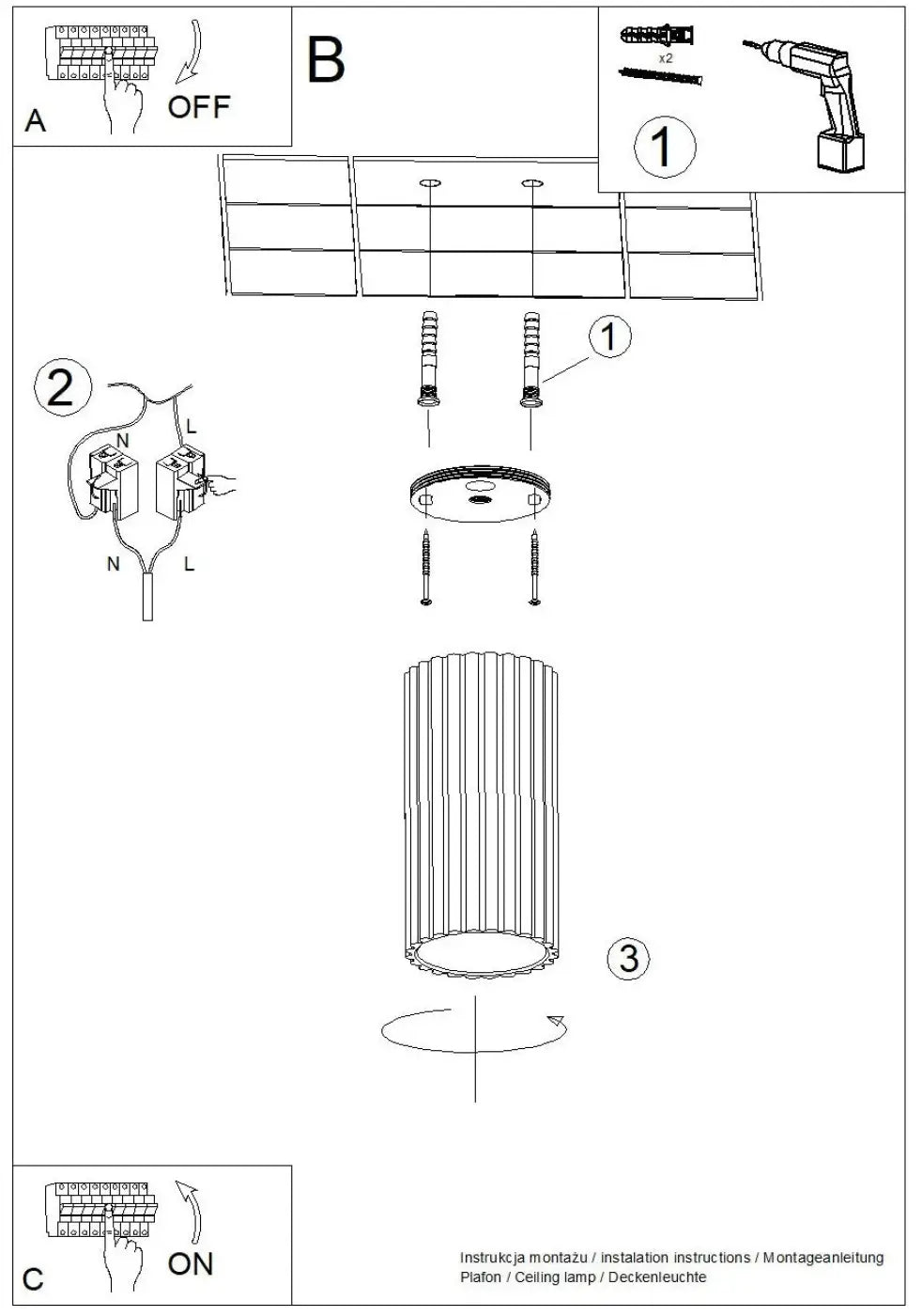 Plafonnier Cylindrique Strié - Dalumea - vue 3