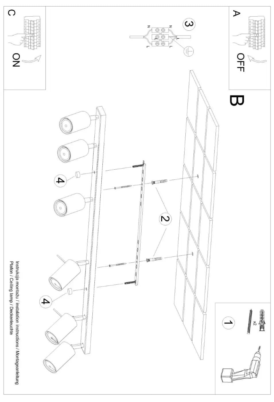 Plafonnier luminaire plafonnier beige lineaire a 6 spots cylindriques modernes - beige - Dalumea - vue 13