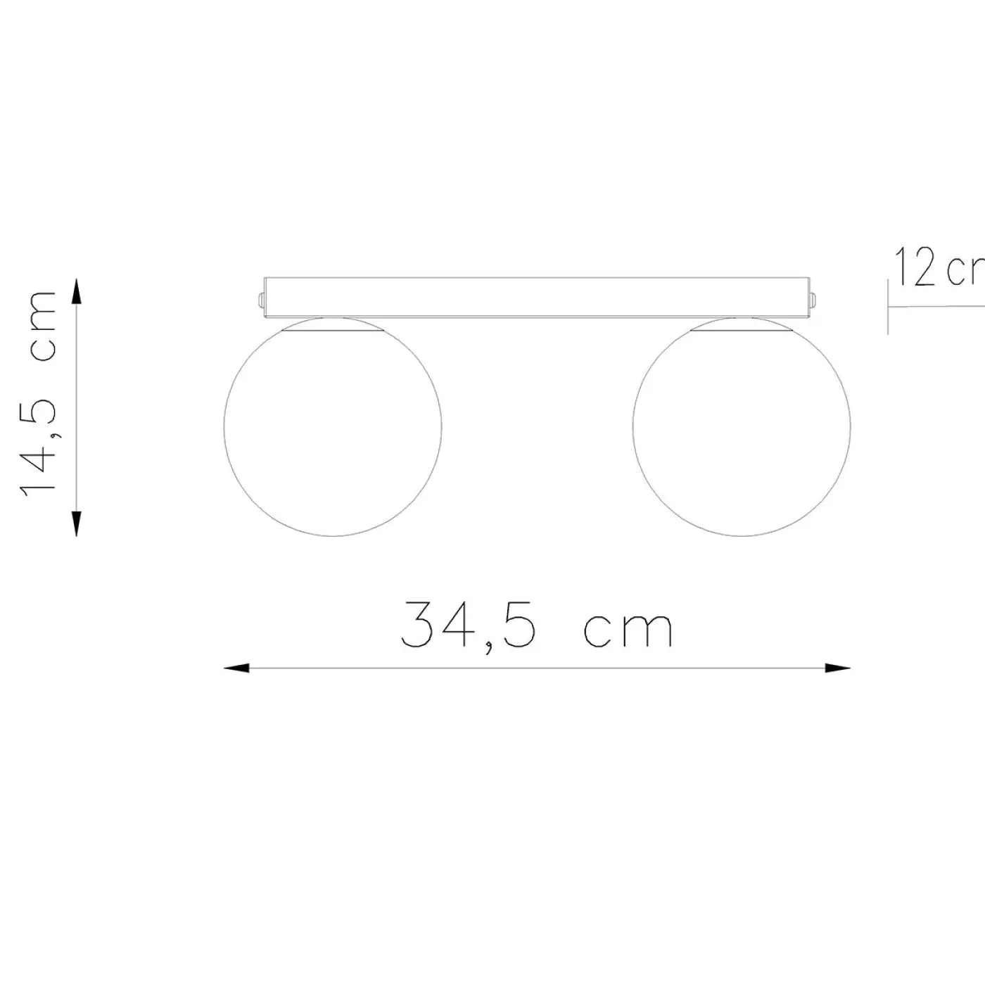 Plafonnier 2 Globes Noir LED - Dalumea - vue 7