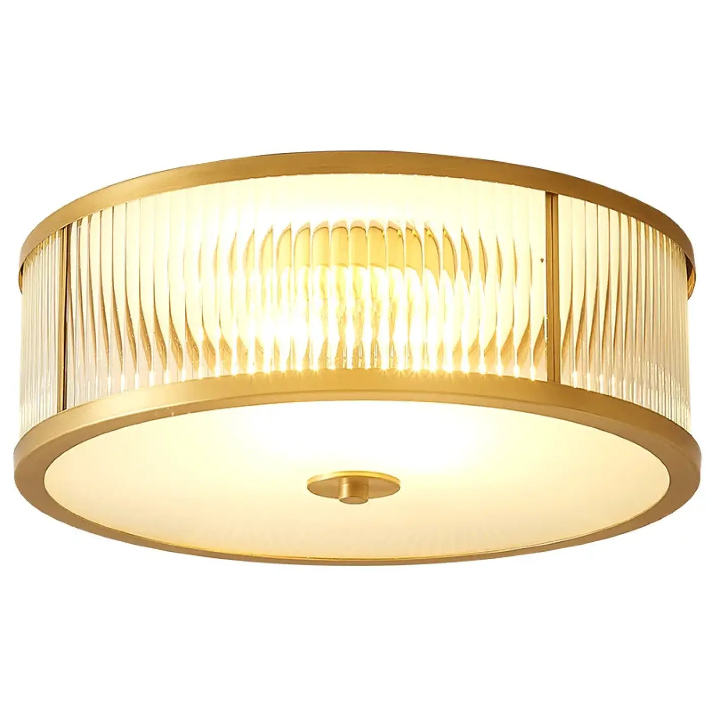 Plafonnier Verre Strié Doré Design - Dalumea - vue 4