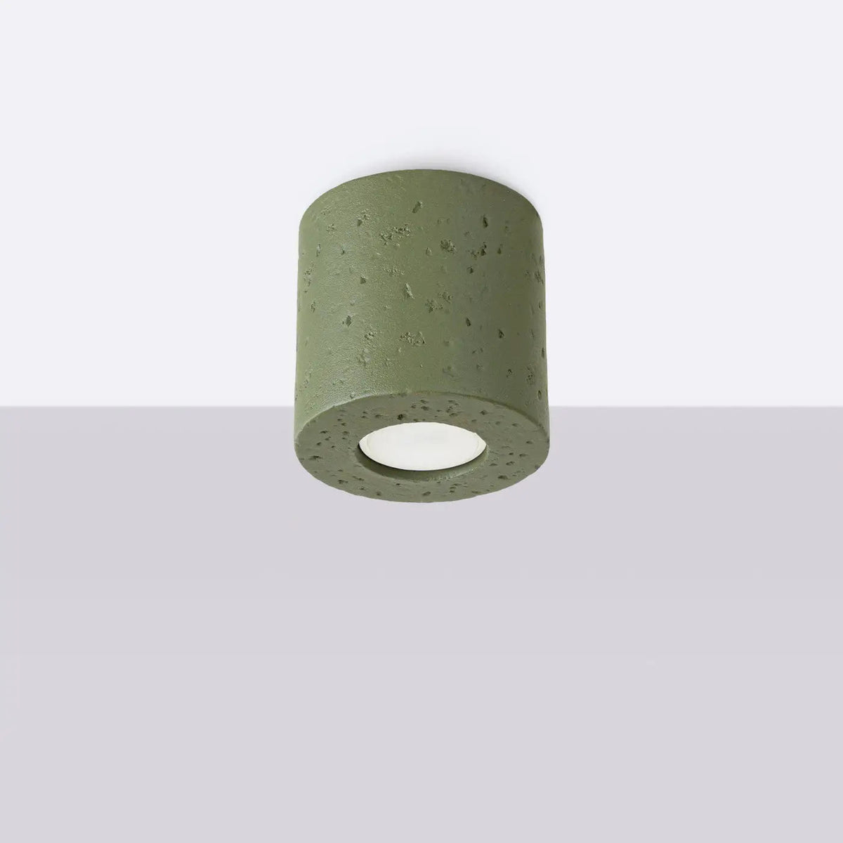 Plafonnier Béton Cylindre Vert Olive - Dalumea - vue 2