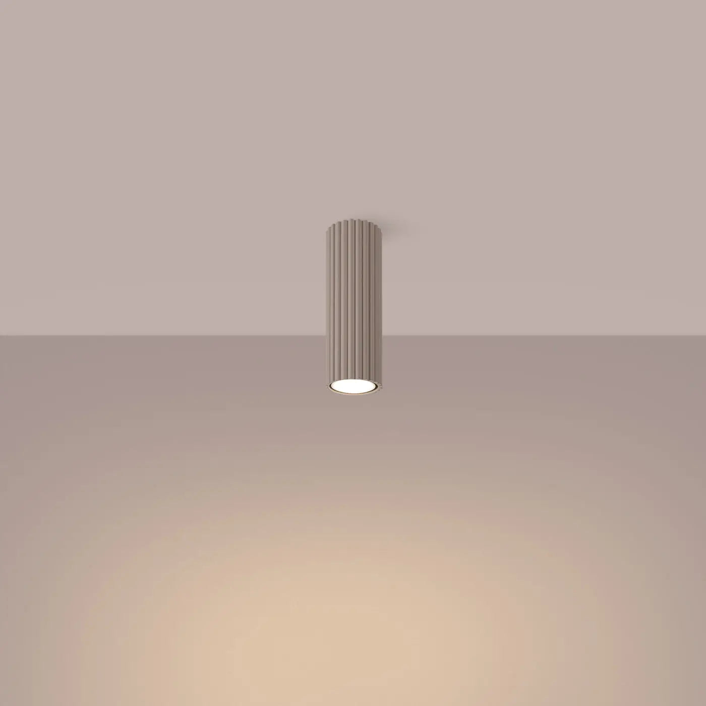 Plafonnier Cylindrique Cannelé Taupe - Dalumea - 20 cm