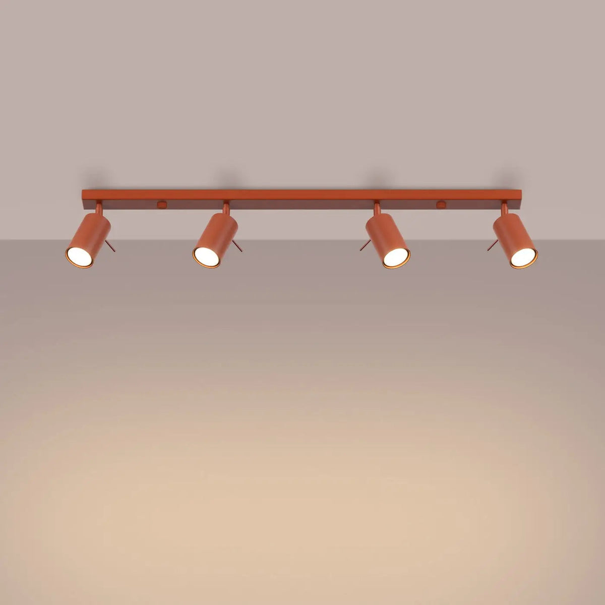 Plafonnier Rail 4 Spots Rouge Ocre - Dalumea - vue 1