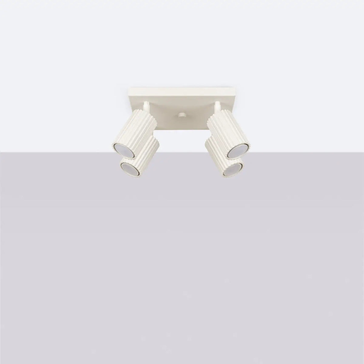 Plafonnier 4 Spots Orientables Base Carrée Beige