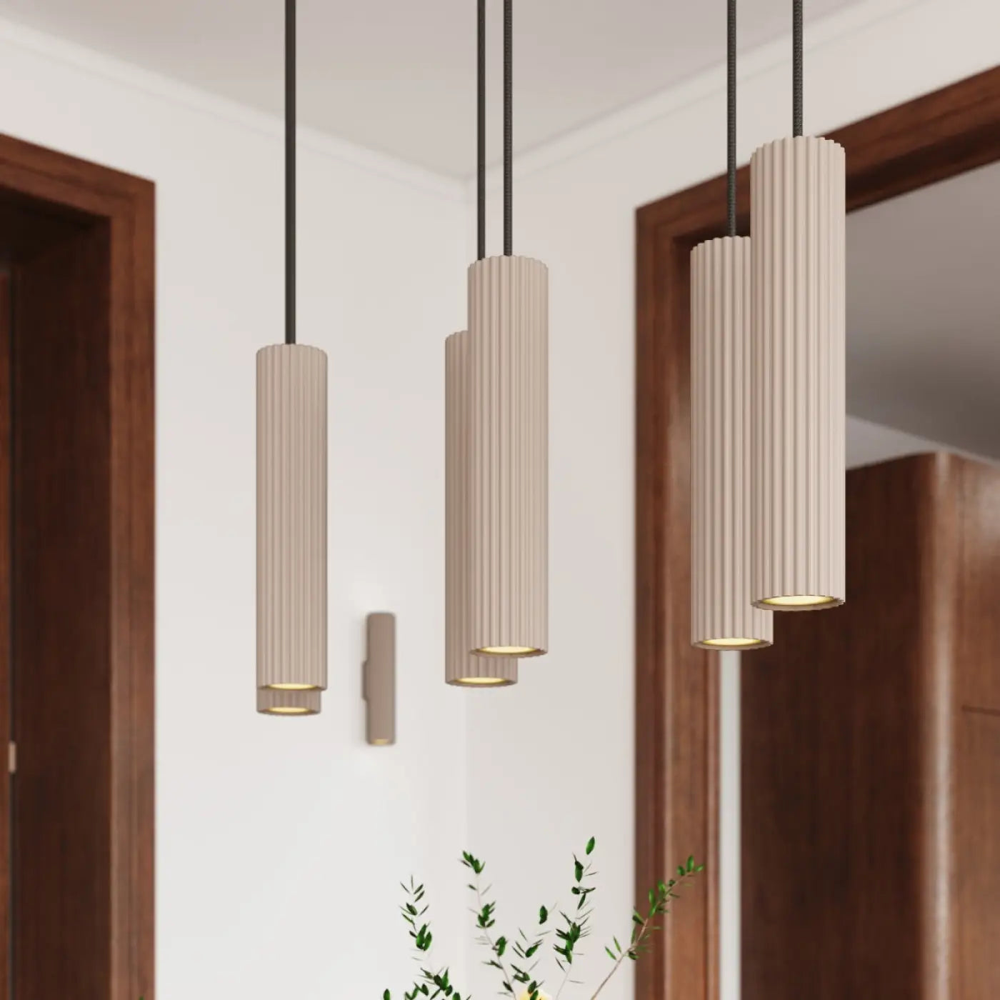 Plafonnier LED Taupe Cylindre Moderne - Dalumea - vue 8