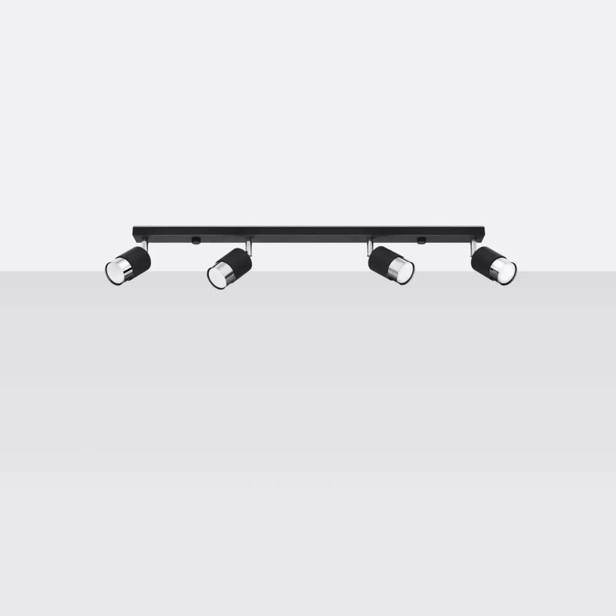 Plafonnier 4 Spots Orientables Noir Chrome