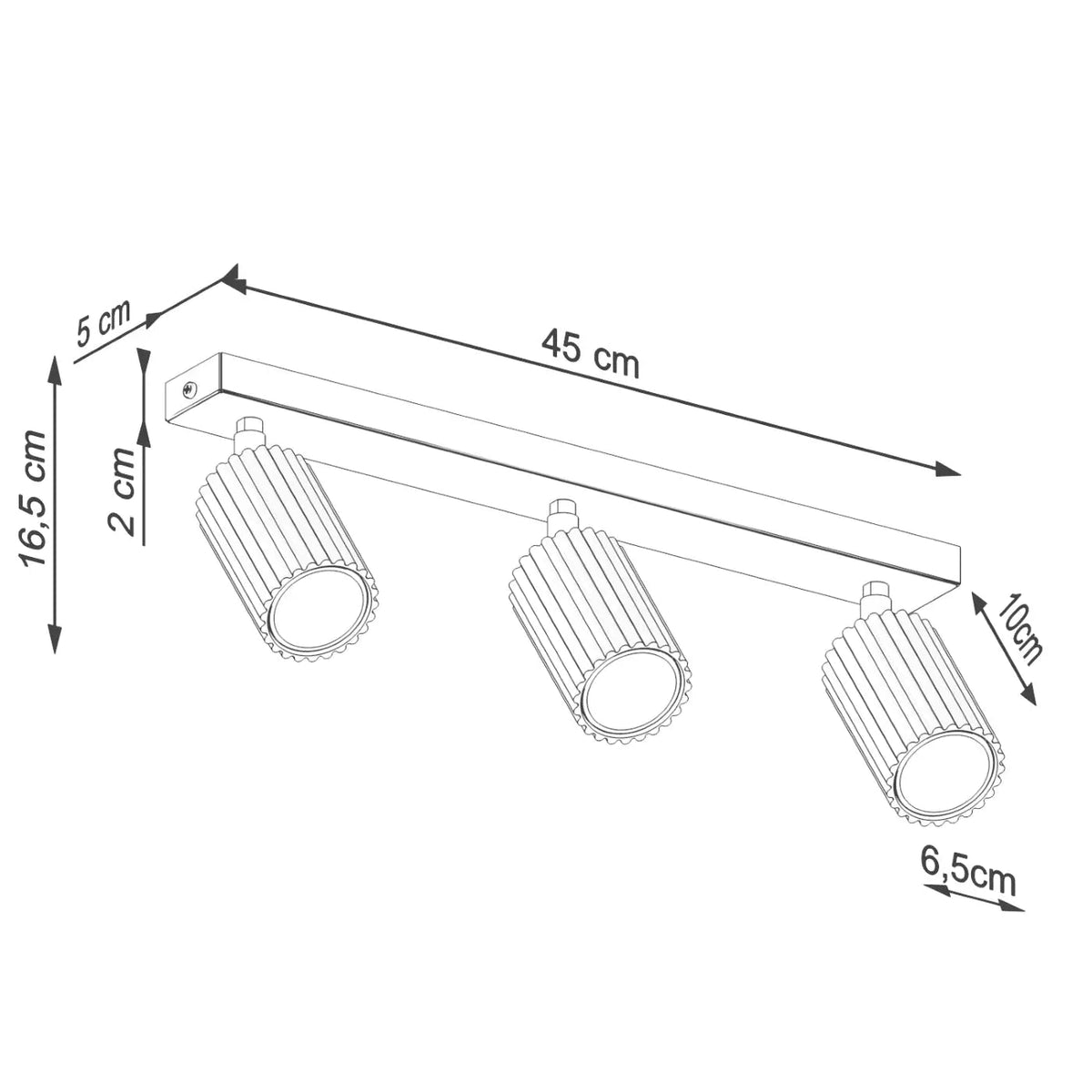 Plafonnier luminaire plafonnier or a 3 spots canneles design moderne - or - Dalumea - vue 12