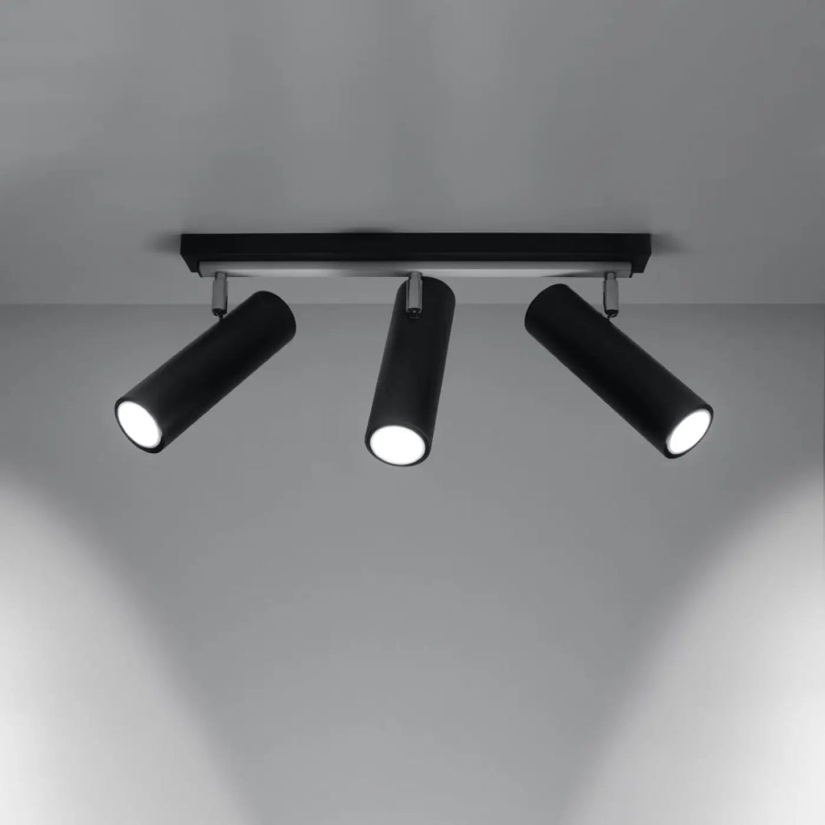 Plafonnier 3 Spots Orientables Barre Noir - Dalumea - vue 1