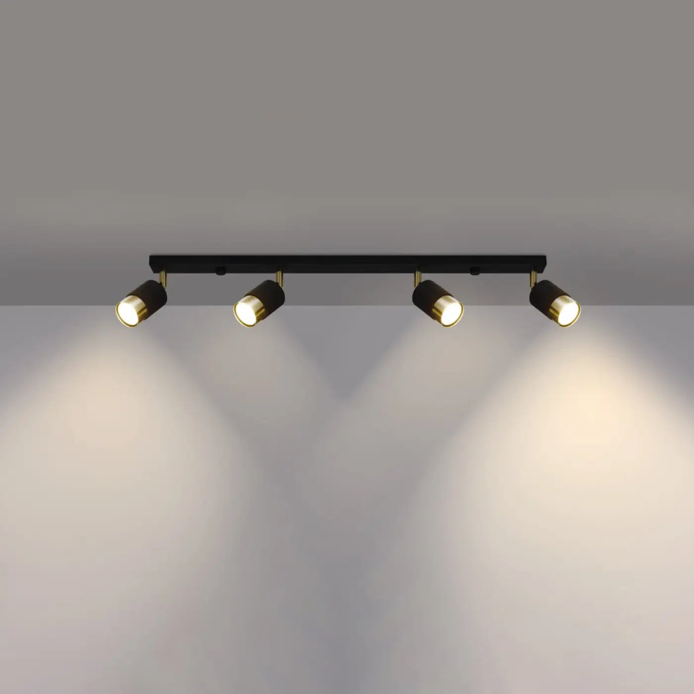 Plafonnier 4 Spots Orientables Noir Doré - Dalumea - vue 1