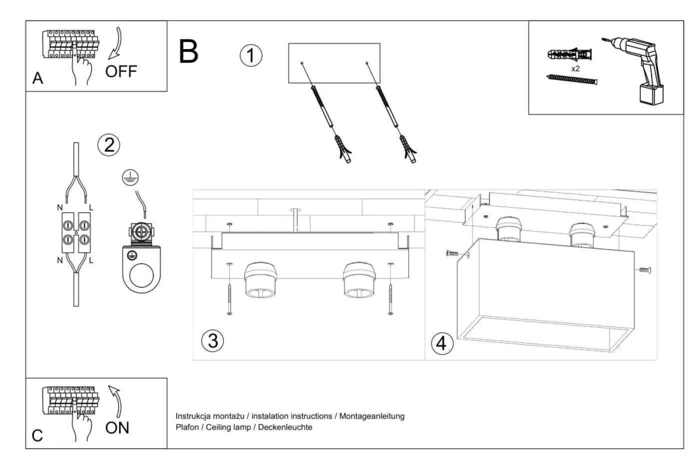 Plafonnier Double Spot Caisson Fixe Blanc - Dalumea - vue 9