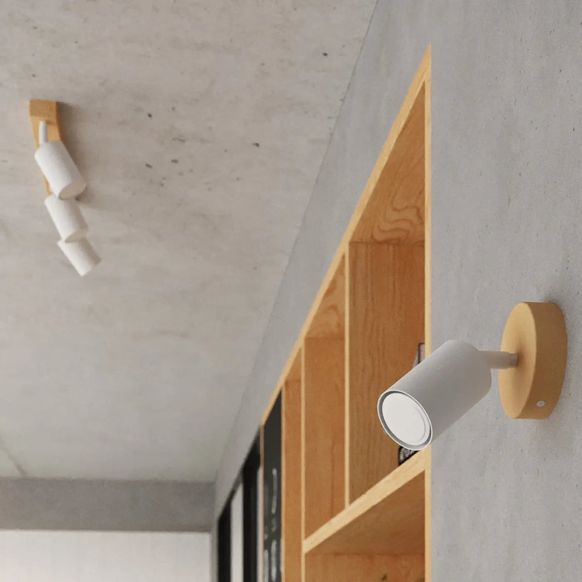 Plafonnier Rail Bois Blanc 4 Spots - Dalumea - vue 5