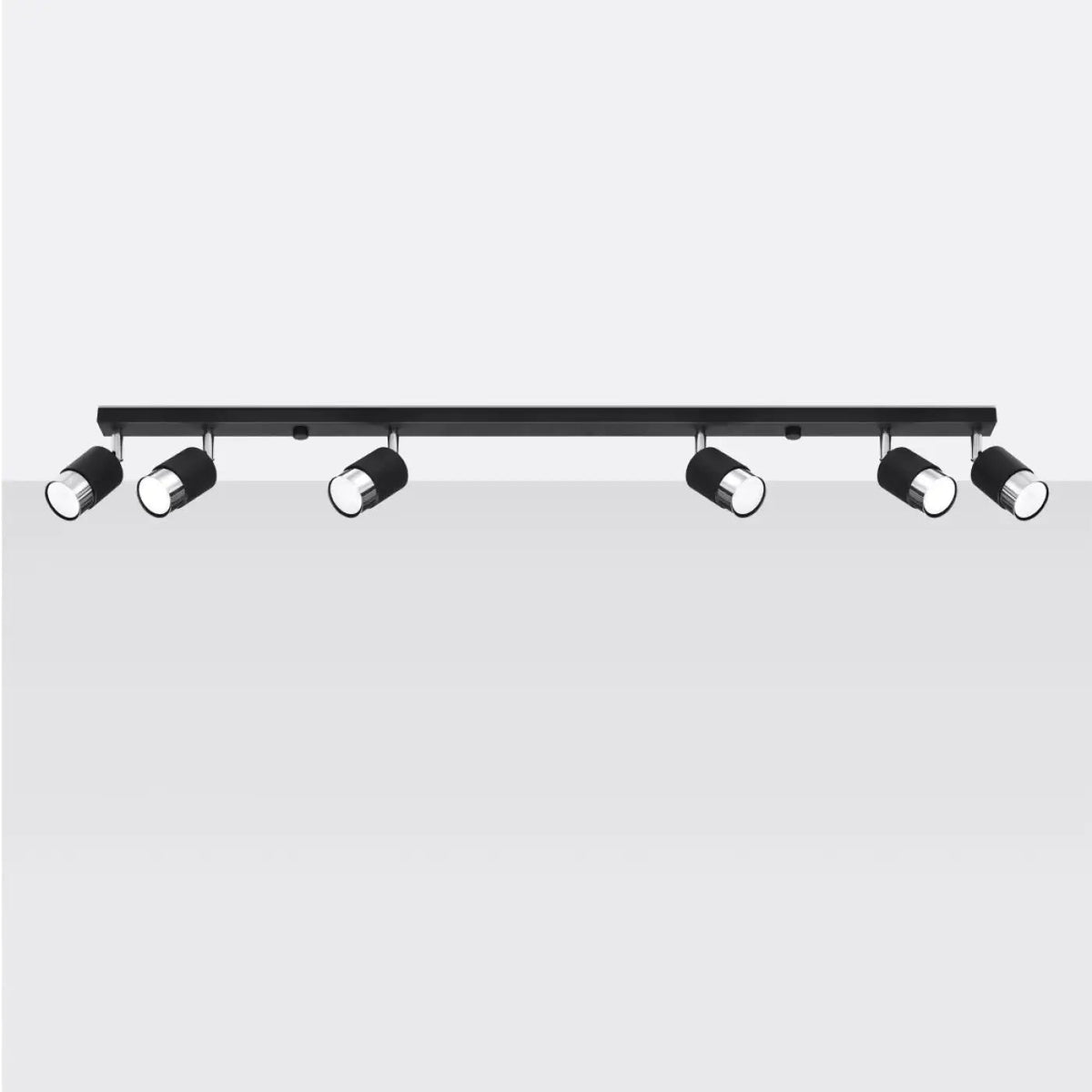 Plafonnier 6 Spots Orientables Noir Chromé