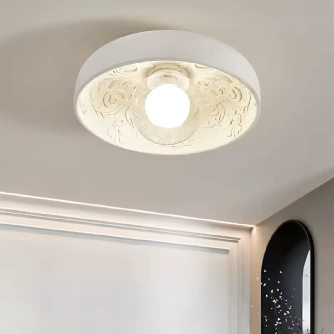 Plafonnier LED Rond Blanc Beige - Dalumea - vue 1