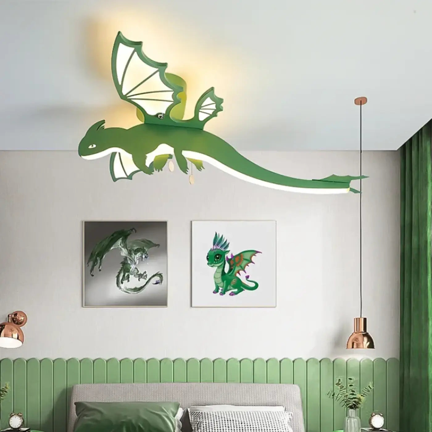 Plafonnier Dragon Vert Chambre Enfant - Dalumea - vue 3