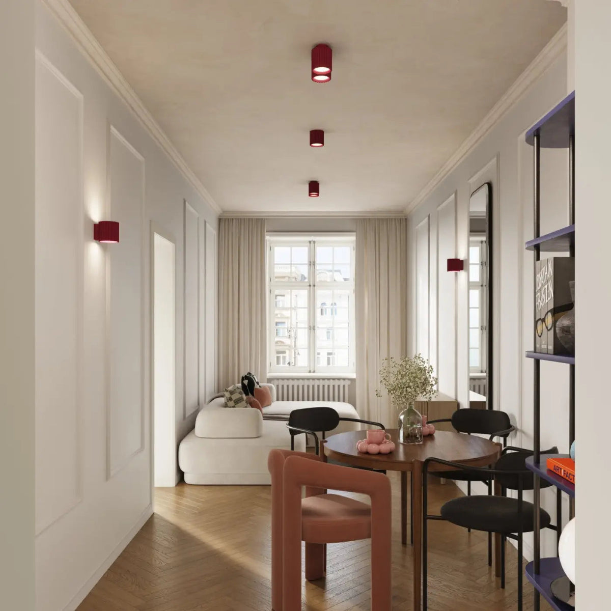 Plafonnier Cylindre Bordeaux Strié - Dalumea - vue 7
