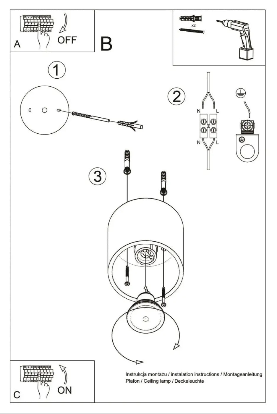 Plafonnier LED Anthracite Cylindre - Dalumea - vue 8