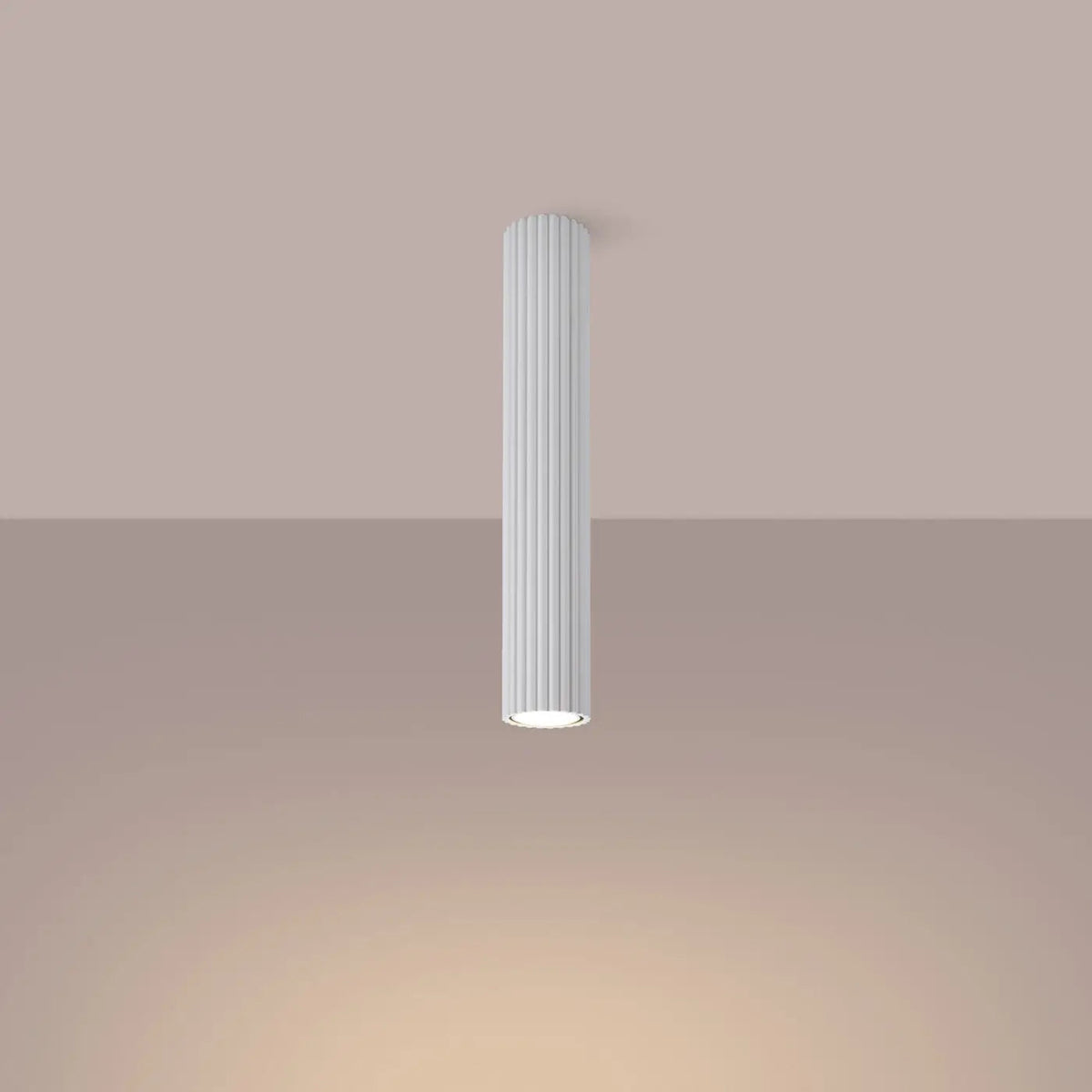 Plafonnier Cylindrique Cannelé Blanc - Dalumea - 40 cm