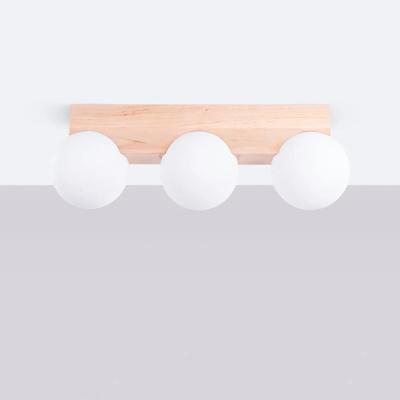 Plafonnier Bois 3 Globes Opalins - Dalumea - vue 2