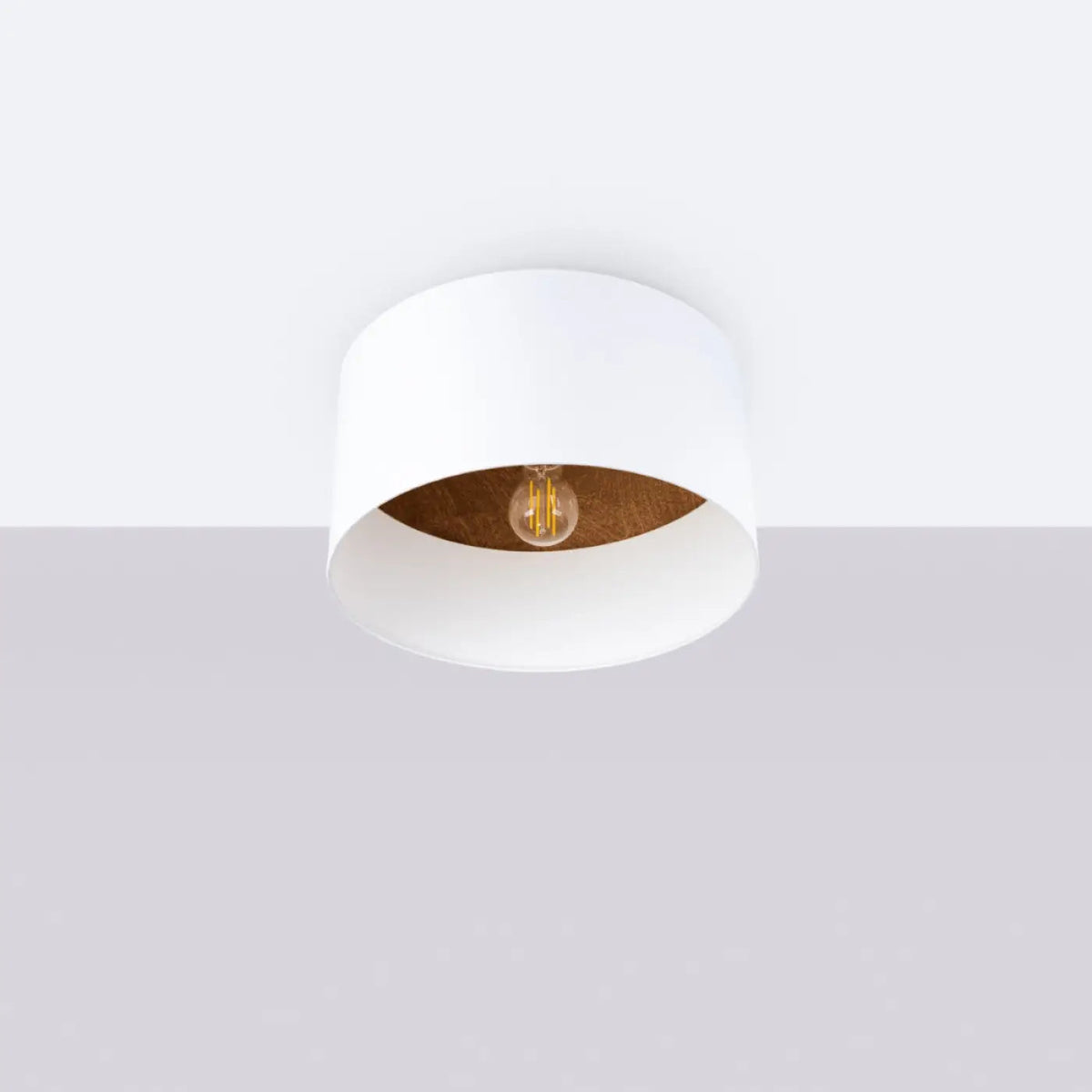 Plafonnier Scandinave Blanc Bois Foncé