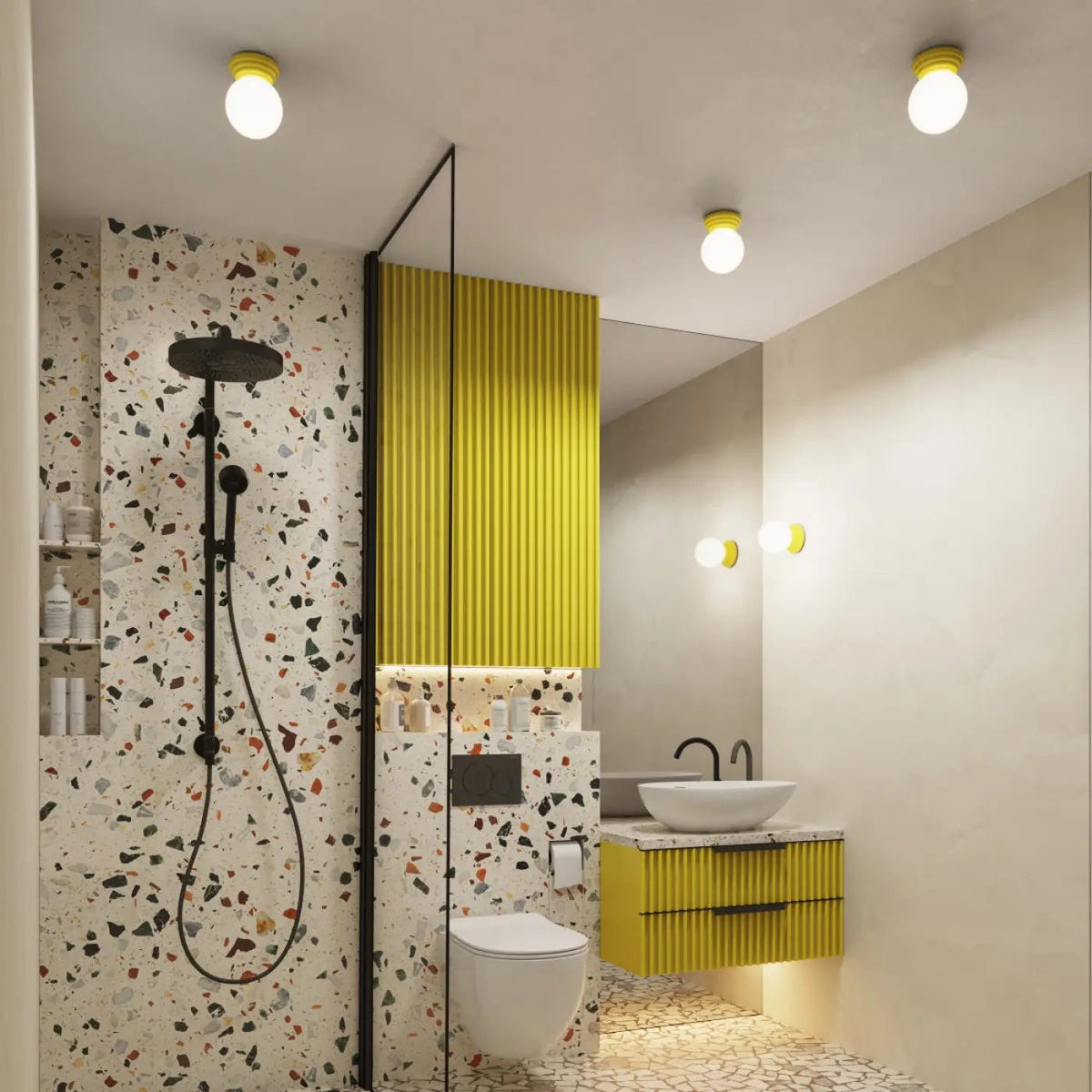 Plafonnier Boule Opaline Jaune - Dalumea - vue 9
