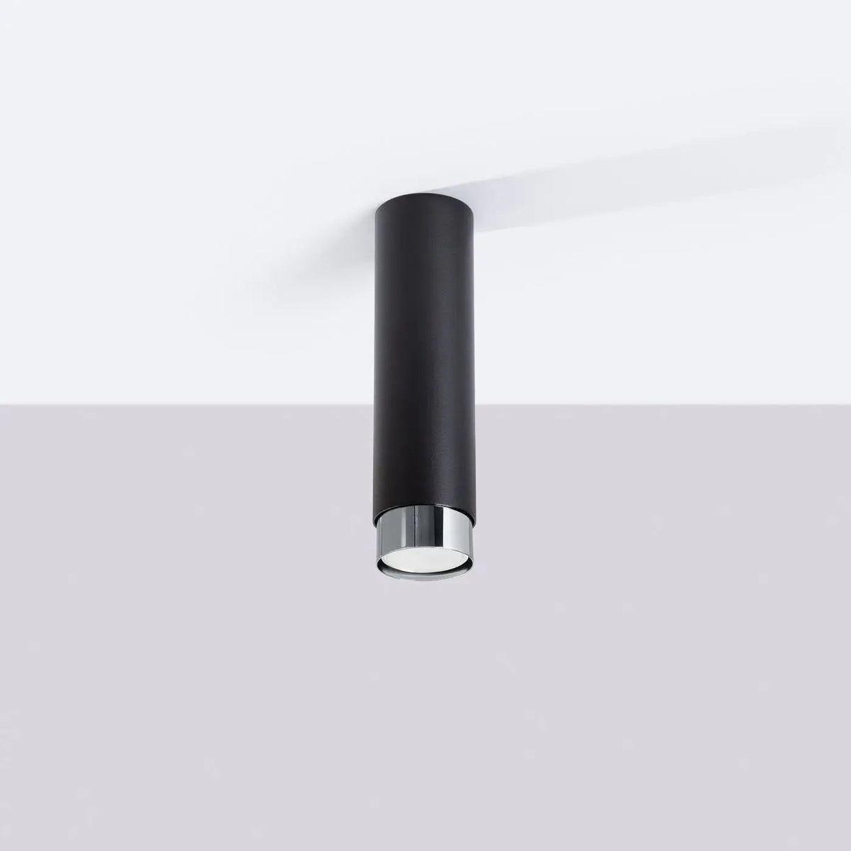 Plafonnier Cylindre Noir Chrome