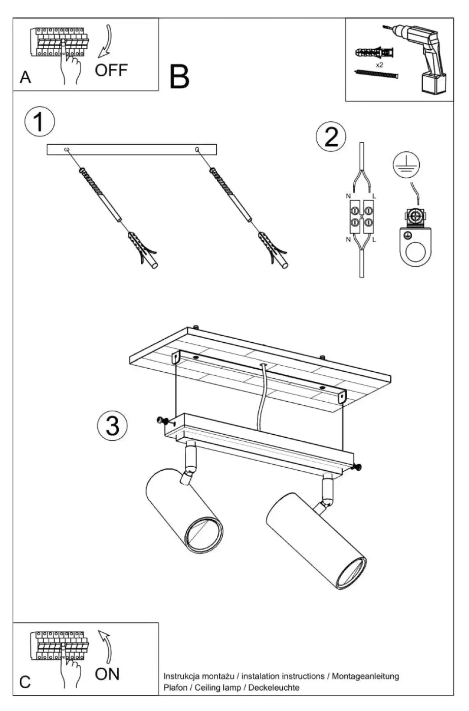 Plafonnier 2 Spots Orientables Blanc - Dalumea - vue 8