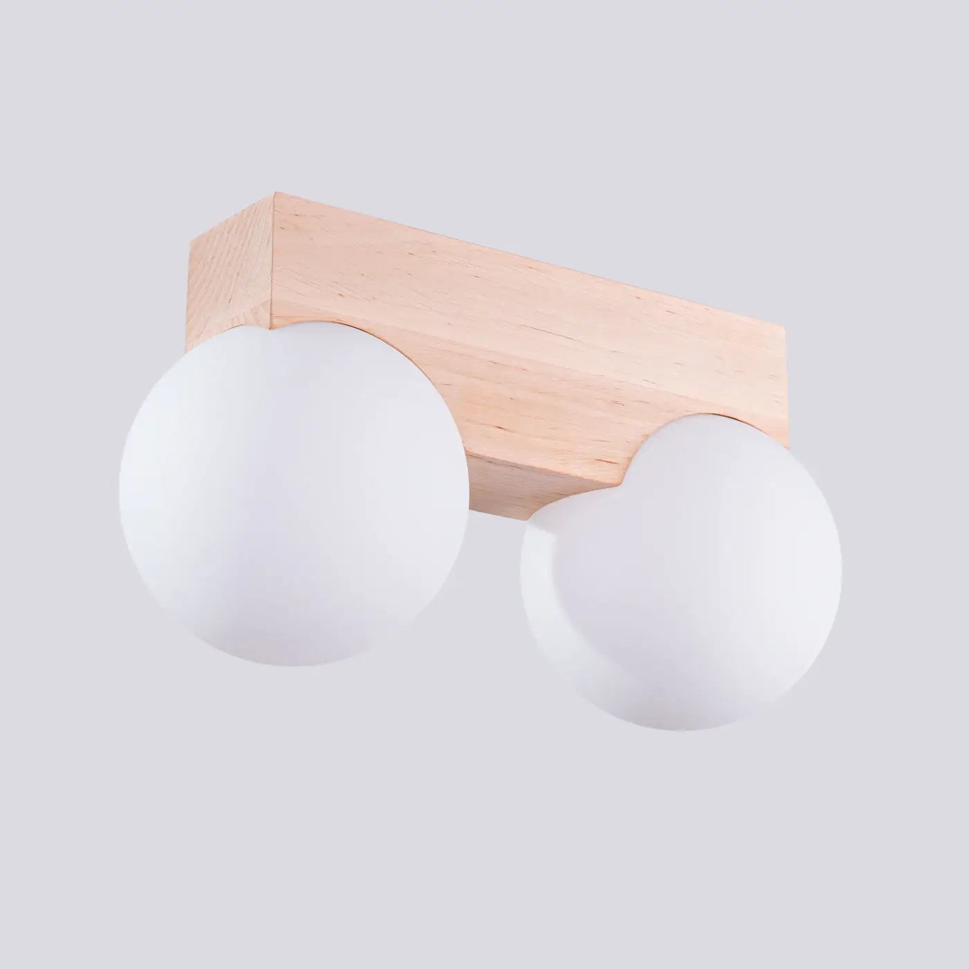 Plafonnier Bois Naturel 2 Globes - Dalumea - vue 4