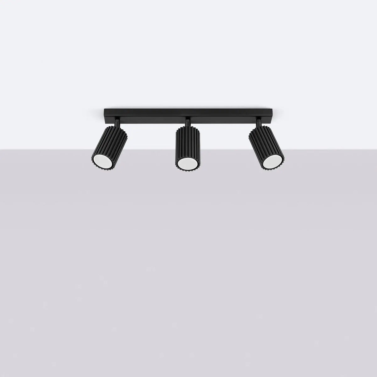 Plafonnier 3 Spots Orientables Cannelé Doré Noir